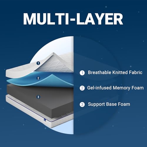 Avenco Queen Size Mattress, 10 Inch Gel Memory Foam Mattress Queen, Mattress in a Box for Fresh Sleep and Pressure Relief, Medium Firm Mattress with Motion Isolation, CertiPUR-US Certified