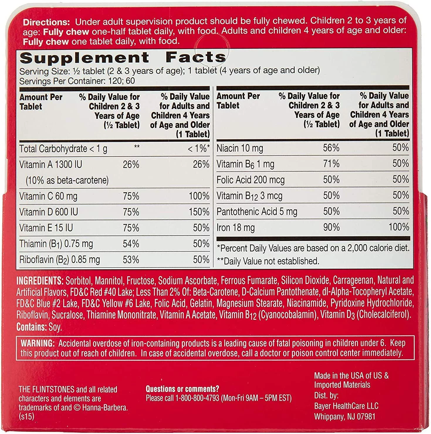 Flintstones Children's Multivitamin with Iron Chewables, 60 ct, 3 pack