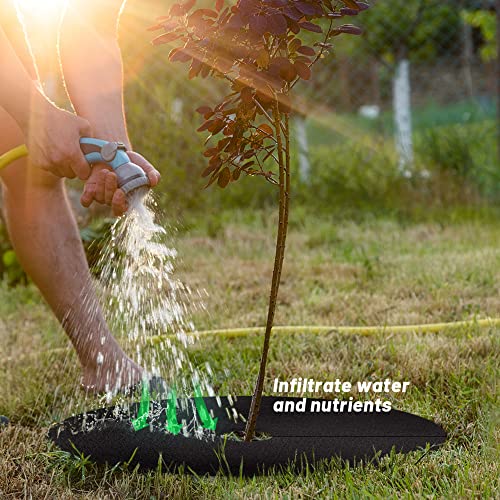 20.47 Inch Non-Woven Tree Mulch Ring（8 Pack）, Weed Barrier Mat,Degradable Tree Mulch Used to inhibit Weed Growth and Landscape Weed Control Plant Root Protection