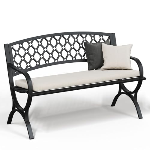 Garden Bench, 660Lbs Heavy-Duty Porch Bench, Weatherproof Metal Outdoor Bench Suitable for Parks, Terraces, Porches, Gardens.