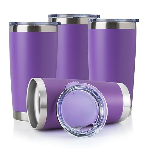 DOMICARE 20oz Stainless Steel Tumbler Bulk with Lid, Double Wall Vacuum Insulated Travel Mug, Powder Coated Coffee Cup, Powder Black, 8 Pack