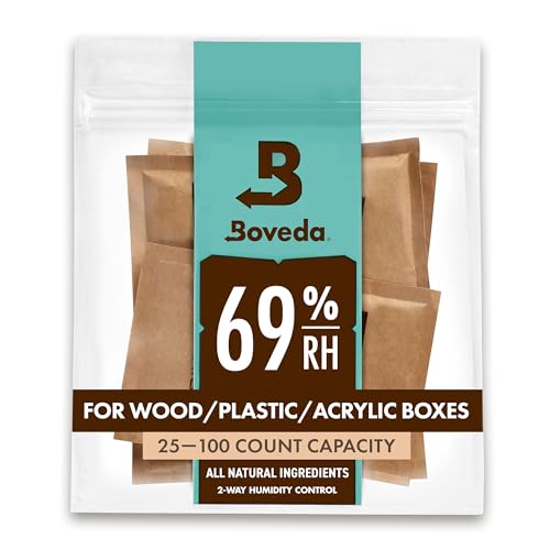 Boveda 72% Two-Way Humidity Control Packs For Wood Humidifier Boxes – Size 60 – 4 Pack – Moisture Absorbers – Humidifier Packs – Hydration Packets in Resealable Bag
