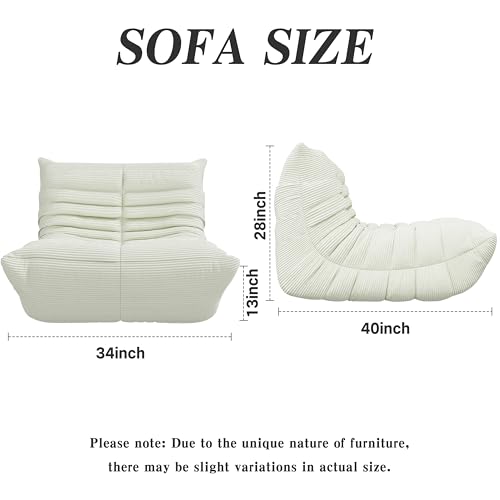 Bean Bag Chair, Lazy Floor Sofa Couch for Adults and Kids, Fireside Chair with Ergonomic Design, Memory Foam Lounge Chair for Living Room Bedroom, Office, Yellow