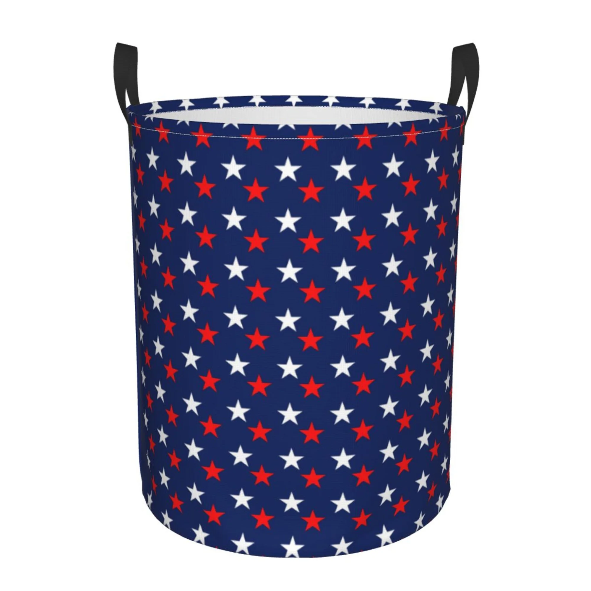 ZICANCN America Patriotic Red White Blue Stars Laundry Basket Organizer , Dirty Clothes Hamper for Bathroom Kids Girls Boys Laundry Hamper Medium