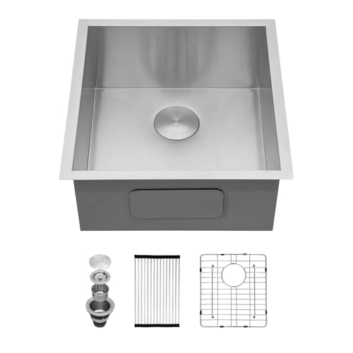 Kichae 12“ Deep Laundry Sink Undermount - 24 Inch Black Undermount Utility Sink Stainless Steel Single Bowl Under Counter Handmade Laundry Utility Room Basin