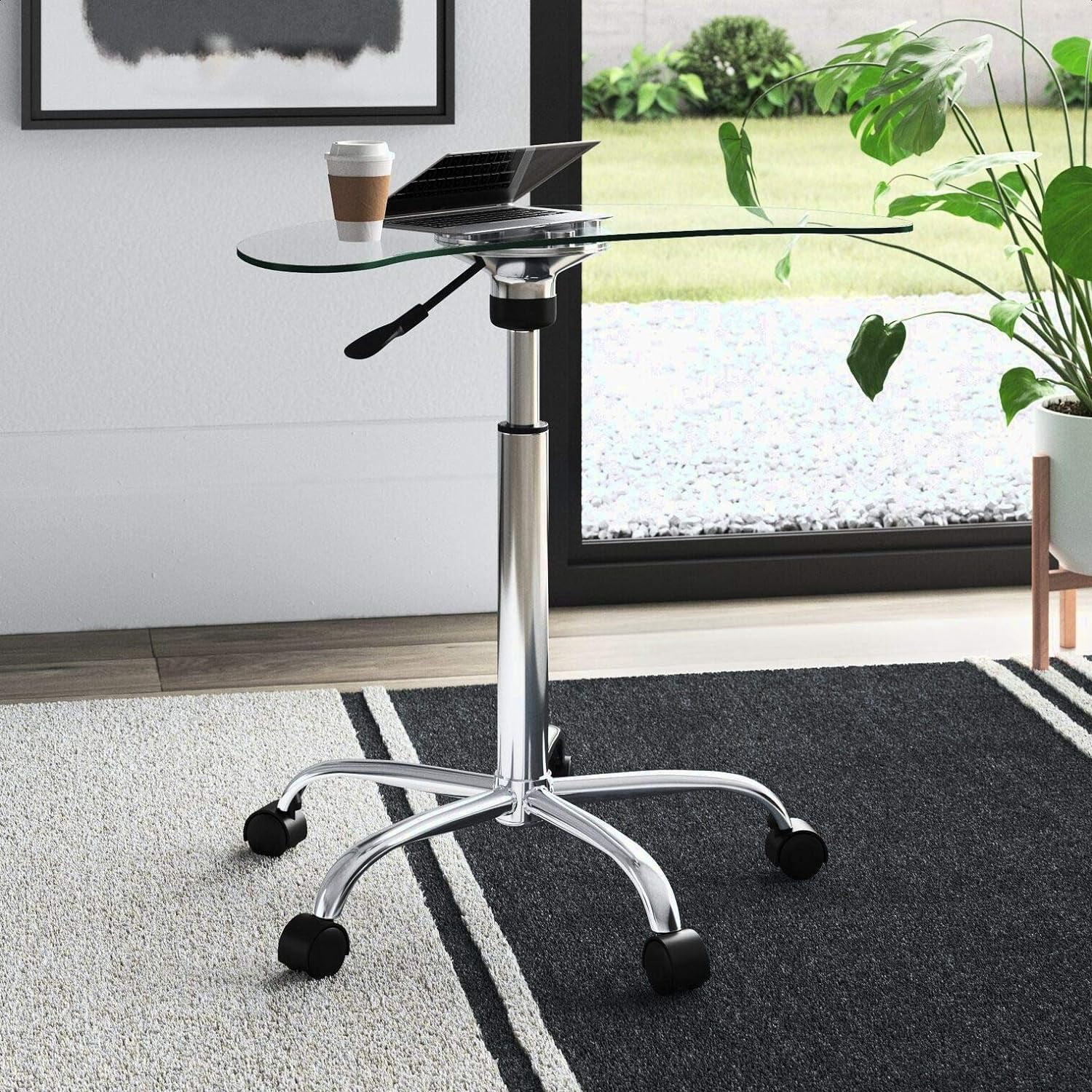 Maragozakis Oval Credenza Desk, Height Adjustable, Overall: 25.6'''' W X 15.8'''' D