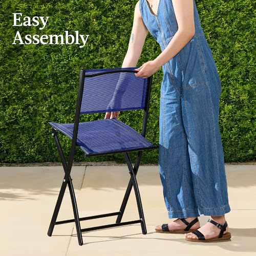 Best Choice Products 3-Piece Patio Bistro Dining Furniture Set w/Glass Tabletop, 2 Folding Chairs, Steel Frame, Polyester Fabric - Gray