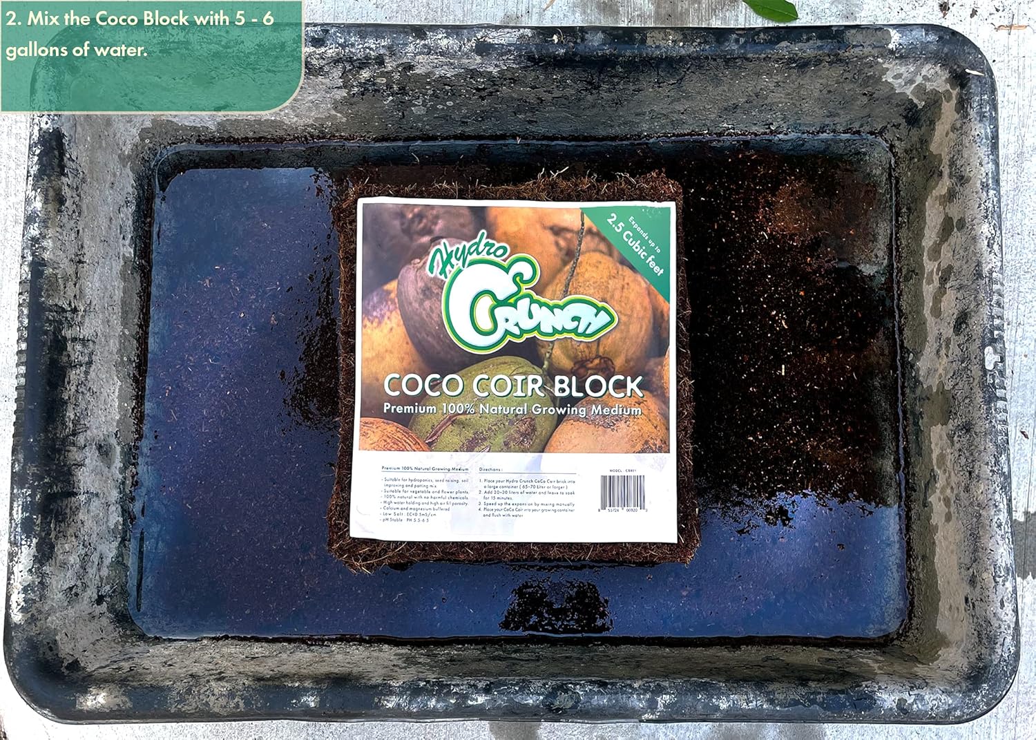 Hydro Crunch CB801-2PK Coco Coir Block 2.5 Cubic Ft Block (2-Pack), Brown
