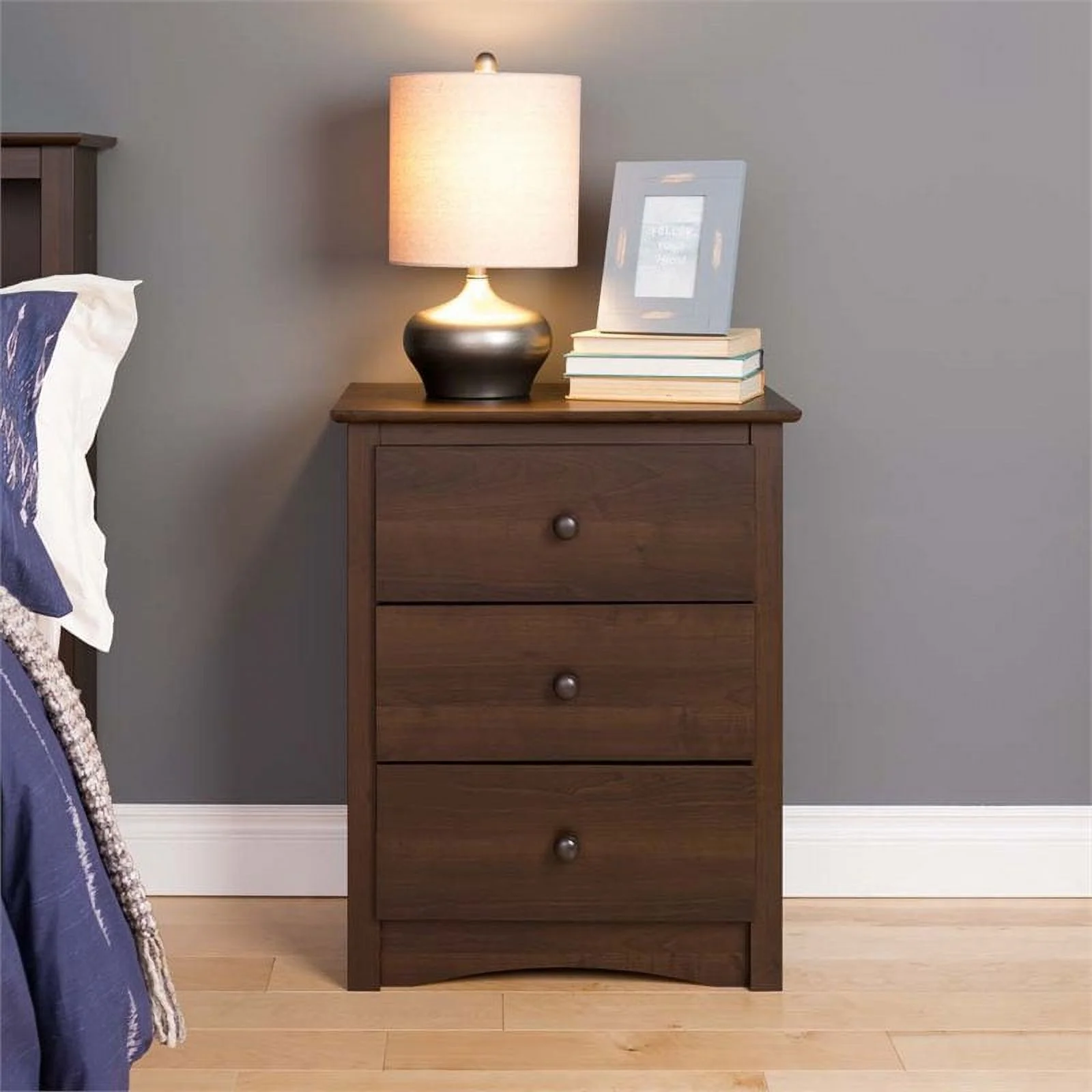 Home Square 5-Piece Set with 2 Night Tables Chest Dresser and Tall Nightstand