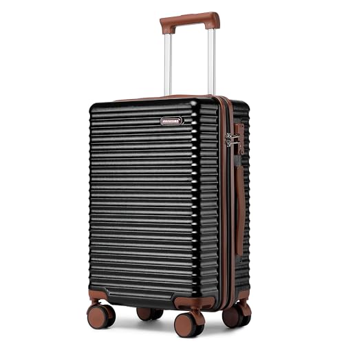 20-Inch Carry on Luggage,Carry-on Suitcase with Spinner Wheels and TSA Lock, 22x14x9 Airline Approved,Hardside Lightweight Travel Carry-on Luggage,Small Rolling Luggage (Beige, 20 Inch)