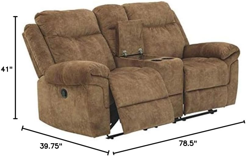 BOWERY HILL Reclining Loveseat with Console in Nutmeg