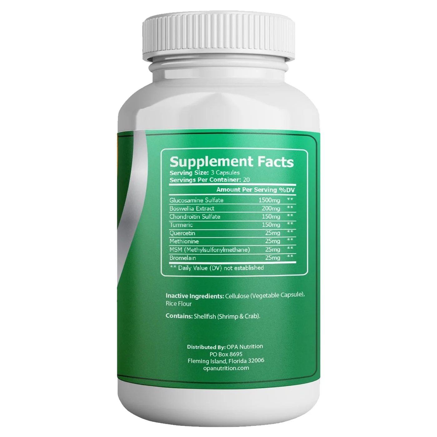 OPA Joint Support Supplement with Glucosamine, Chondroitin, Turmeric & MSM - 1500mg - 60 Ct