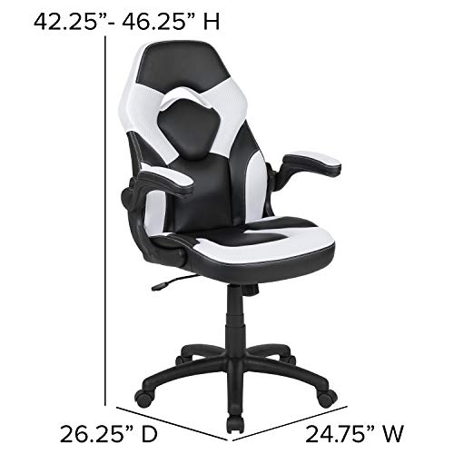 Flash Furniture X10 High-Back LeatherSoft Racing Style Gaming Chair with Flip-Up Arms, Ergonomic Padded Swivel Computer Chair, Blue/Black