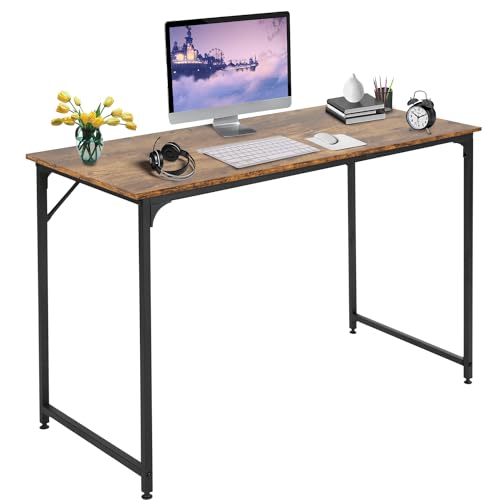 47 inch Computer Desk Modern Writing Desk,Simple Study Table,Industrial Office Desk,Sturdy Laptop Table for Home Office,Brown