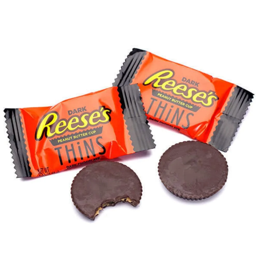 Reese,S Thins Dark Chocolate Peanut Butter Cups Candy, Individually Wrapped, Bulk 5 Pounds