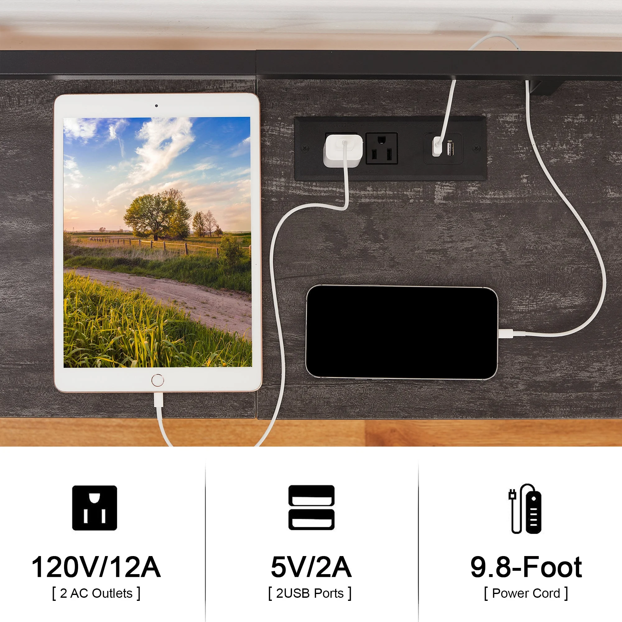 VECELO 5-Piece Console Table and Stool Set, 70.9