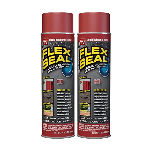Flex Seal, 14 oz, Red, Stop Leaks Instantly, Waterproof Rubber Spray On Sealant Coating, Perfect for Gutters, Wood, RV, Campers, Roof Repair, Skylights, Windows, and More