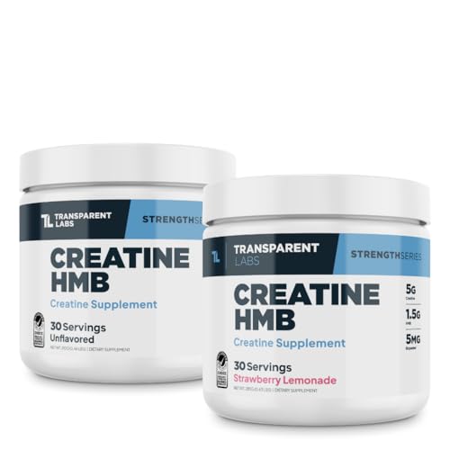Transparent Labs Creatine HMB (30 Servings, Strawberry Lemonade) & Creatine HMB Unflavored (30 Servings, Unflavored)
