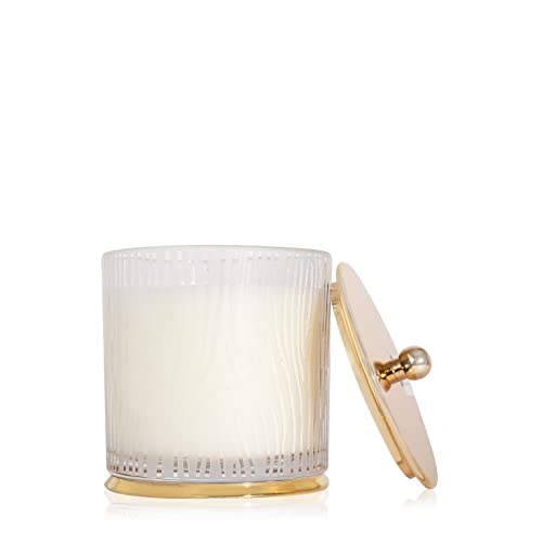 Thymes Frasier Fir Candle - Gilded Frosted Wood Grain Jar Candle - Scented Candle with a Luxury Home Fragrance - Elegant Holiday Candle - Gold Candle Lid and Gilded Gold Base (9 oz)