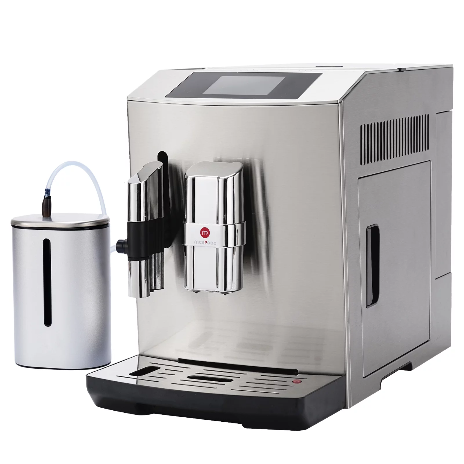 Mcilpoog 2022New Fully Automatic Coffee Machine, Silver Full Metal, Super Automatic Espresso Machine with Milk can, WS-S7 can make Americano, Latte, Cappuccino, Hot Water