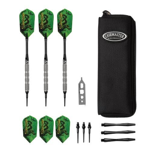 Viper Sidewinder Tungsten Soft Tip Darts Knurled Barrel 18 Grams and Casemaster Salvo Black Nylon Dart Case