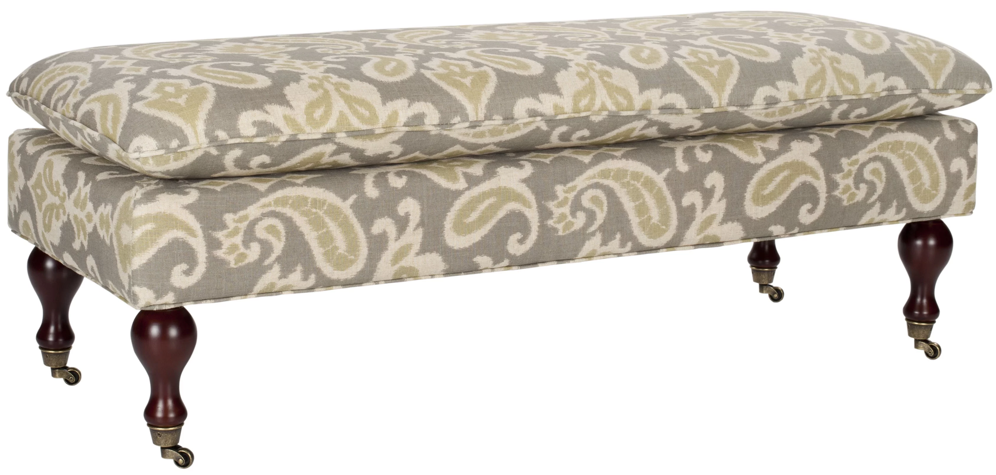 SAFAVIEH Hampton Pillow Top Upholstered Bench with Wood Legs, Brown