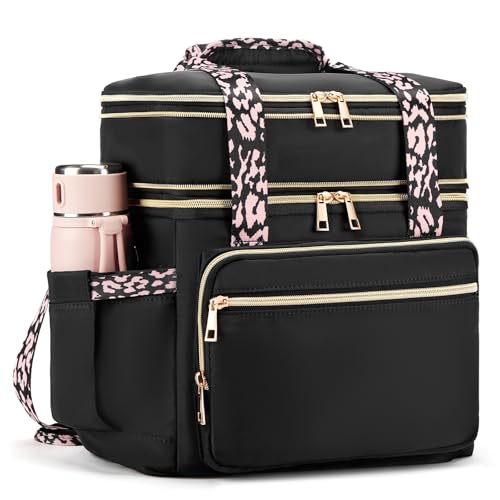 Tactical Lunch Box, Large Expandable Insulated Lunch Bag, Durable Waterproof Leakproof Cooler Bag for Adults/Men/Women/Work Outdoor Beach Trips, 20 Cans/15 L, Black, HSHRISH