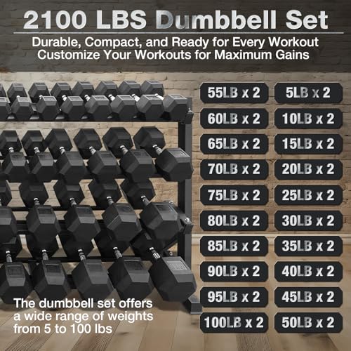 550 lbs 1200lbs 2100 lbs Dumbbells Weight Set, Hex Dumbbell Sets, Gyms Weights Dumbbells Sets, Weight Set for Home Gym, Strength Training, Fitness Center Equipment