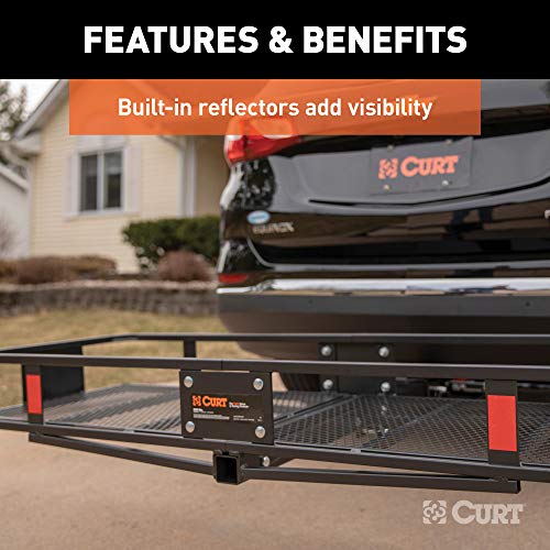 CURT 18152 60 x 24-Inch Basket Hitch Cargo Carrier, 500 lbs Capacity, Black Steel, 2-in Fixed Shank