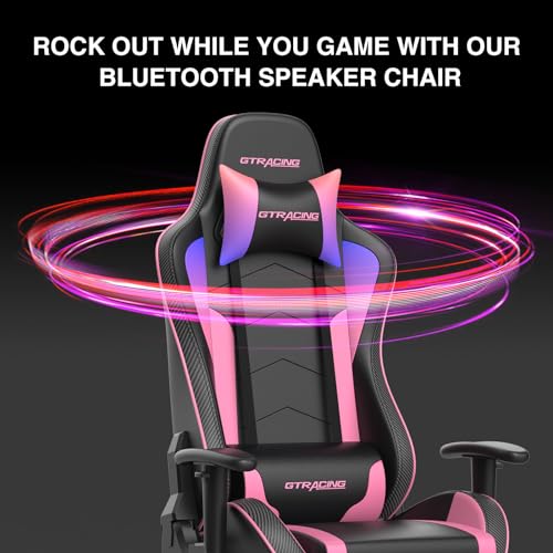 GTRACING Gaming Chair with Footrest Speakers Video Game Chair Bluetooth Music Heavy Duty Ergonomic Computer Office Desk Chair
