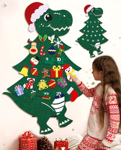 Felt Christmas Tree for Kids - DIY 3.6 Ft Oversized Wall Hanging for Toddlers, New Year Party Favors, Christmas Tree Style
