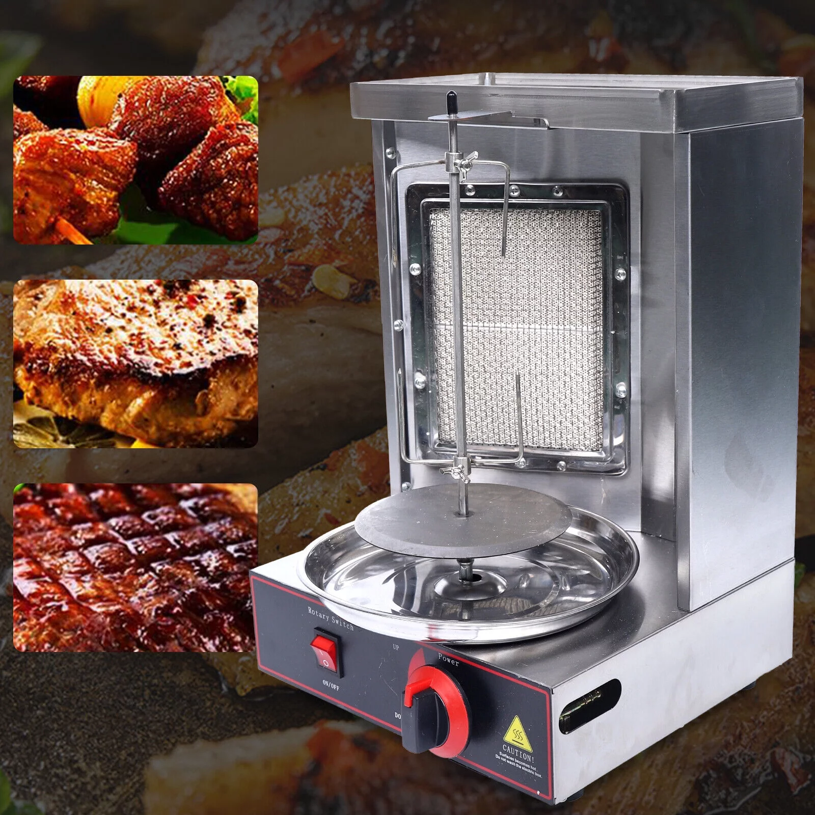 Miumaeov Commercial Vertical Gas Doner Kebab Grill Meat Shawarma Machine BBQ Rotisserie Oven Smokeless Broiler