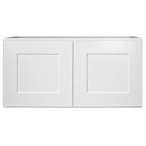 Brookings Shaker Unassembled Bridge Wall Kitchen Cabinet W3018, 30 W x 12 D x 18 H, Painted White with Sherwin Williams®, Solid Wood – Design House, 561662