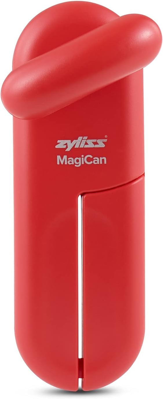 Zyliss MagiCan Manual Can Opener with Lid Release - Heavy Duty Can Opener Kitchen Gadgets - Home Can Opener Manual- Easy to Use Hand Held Can Opener - Effortlessly Open Cans - Compact Design - Red