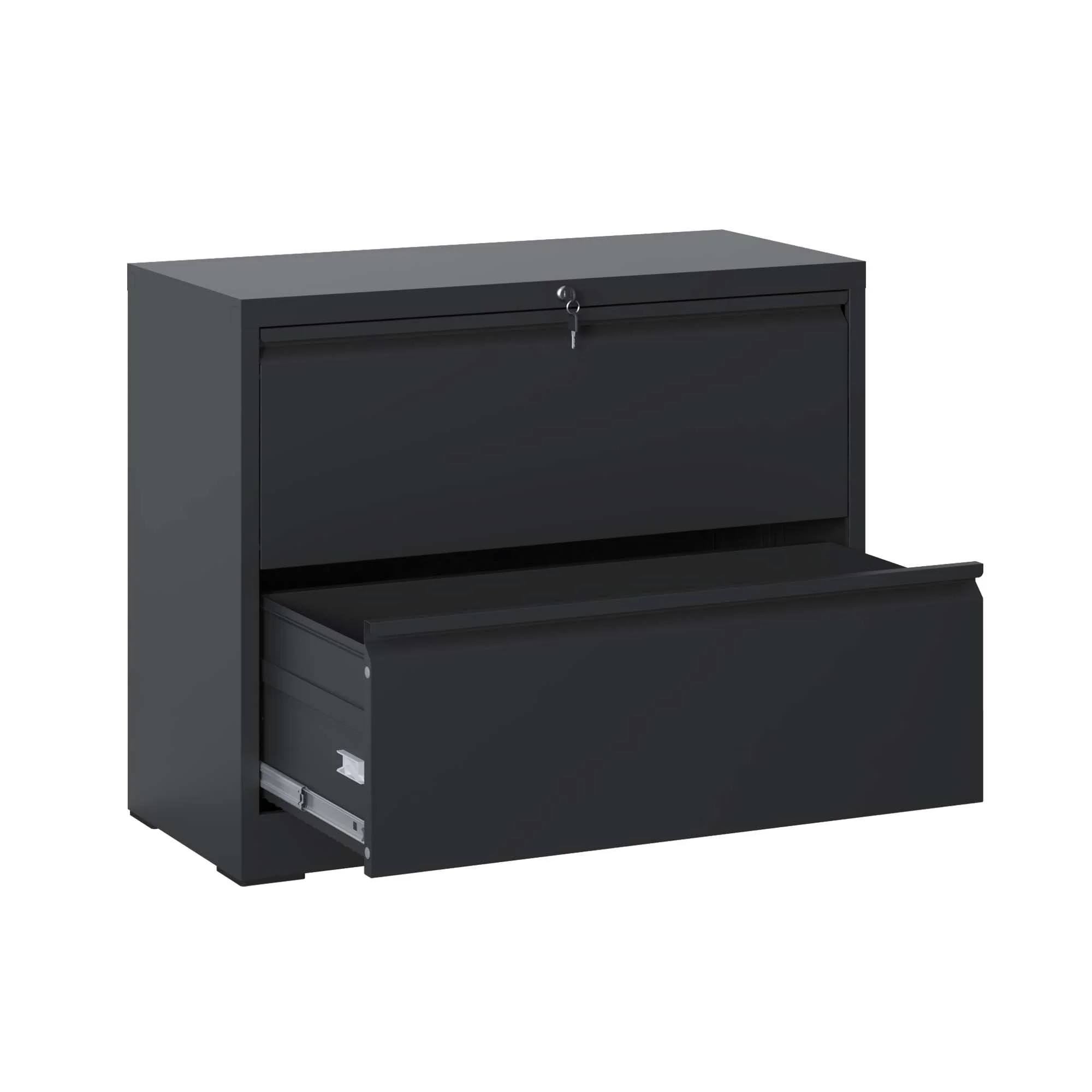 CoSoTower Lateral File Cabinet 2 Drawer, Black Filing Cabinet with Lock, Lockable File Cabinet for Home Office, Locking Metal File Cabinet for Legal/Letter/A4/F4 Size