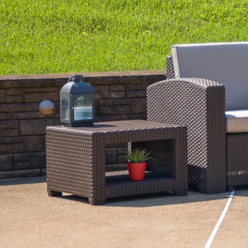 Flash Furniture Seneca Chocolate Brown Faux Rattan Coffee Table