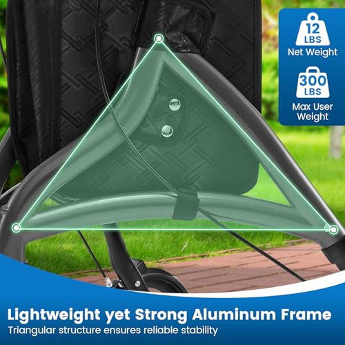 3 Wheel Rolling Walker, Foldable Walker Rollator Walker with Wheels & Storage Bag, Wheeled Walker Mobility Aids for Elderly & Adults (Blue)