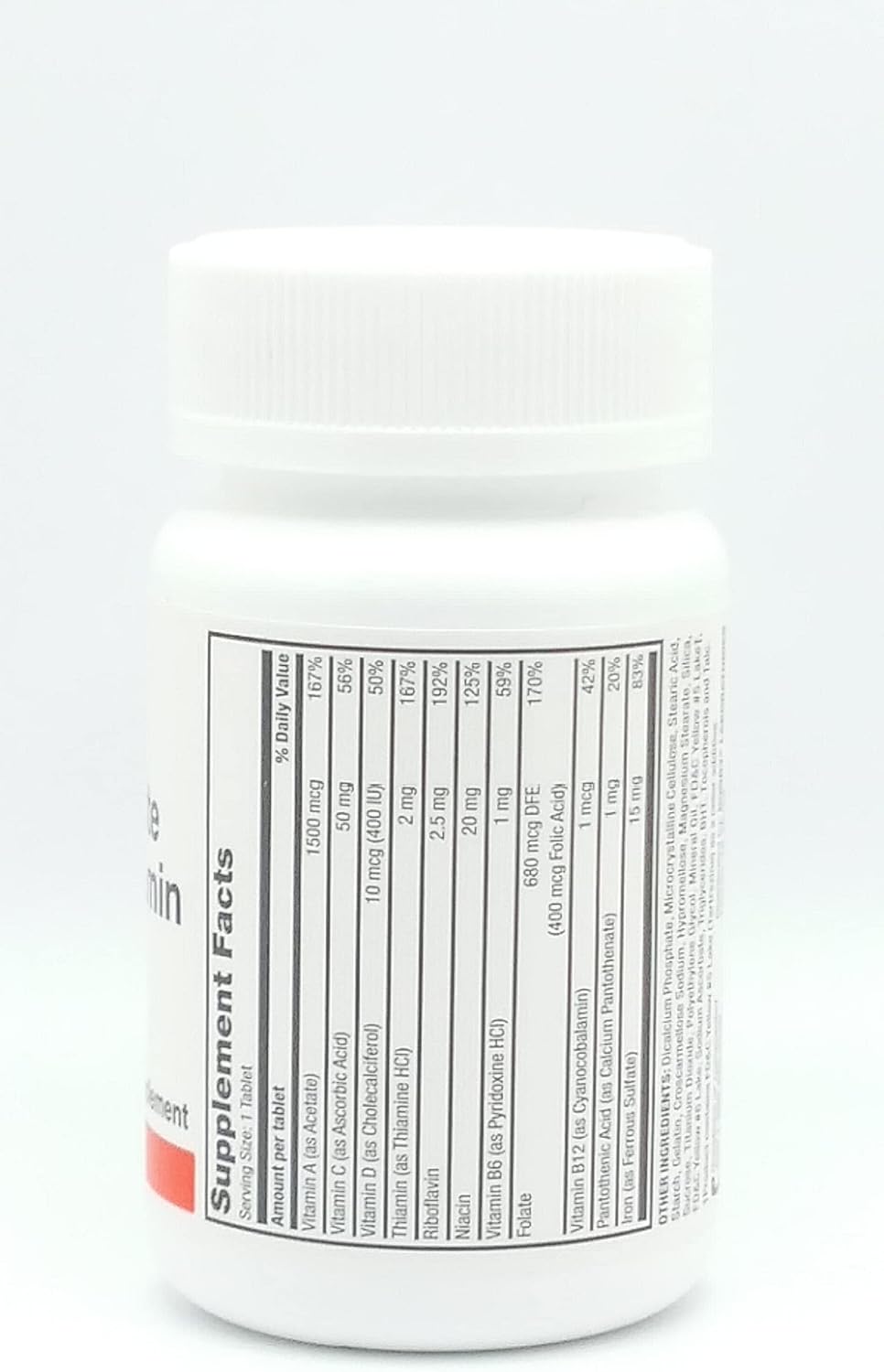 Rugby Laboratories Tab-A-Vite Multivitamin with Iron Multimineral Supplement Vitamin A, C, D Thiamin Riboflavin Niacin Folate Pantothenic Acid 100 Tablets (Pack of 1)