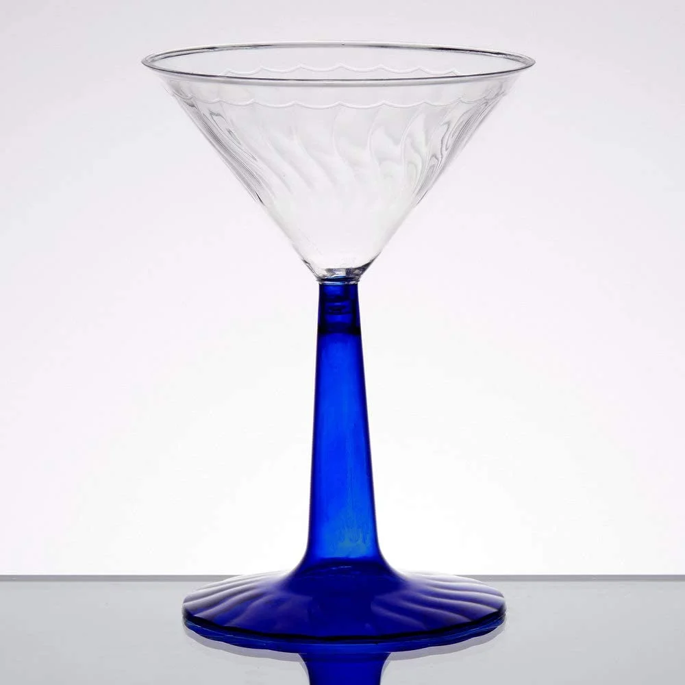 Flairware 2-Piece Martini Glass, 6-Ounce, Blue