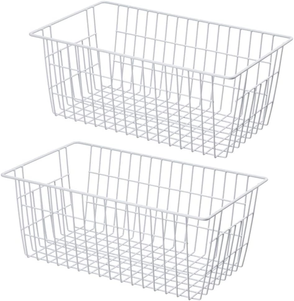 Chest Freezer Organizer Bins, Deep Freezer Basket Storage Rack Bins Wire Metal Baskets with Hanging Handles 17.5