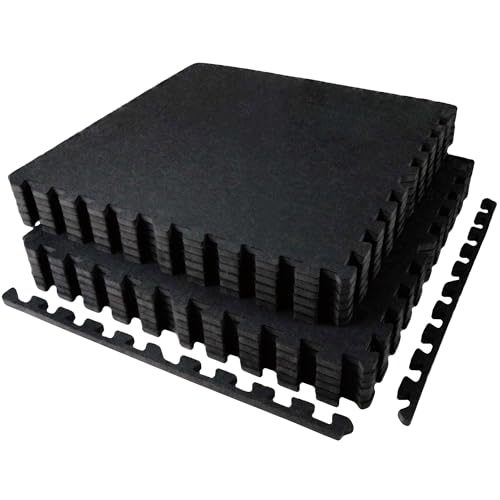 AIRHOP 0.56in Thick 24 Sq Ft Exercise Equipment Mats, 6 Tiles Upgraded Rubber Top with High Density EVA Foam, Large Interlocking Puzzle Gym Flooring for Home Gym, Heavy Weight Workout, 24 x 24in