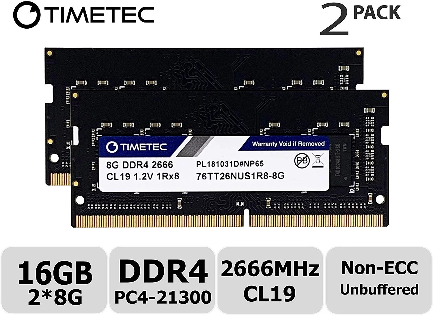 Timetec Hynix IC 16GB KIT (2x8GB) DDR4 2666MHz PC4-21300 Unbuffered Non-ECC 1.2V CL19 1Rx8 Single Rank 260 Pin SODIMM Laptop Notebook Computer Memory RAM Module Upgrade (16GB KIT (2x8GB))
