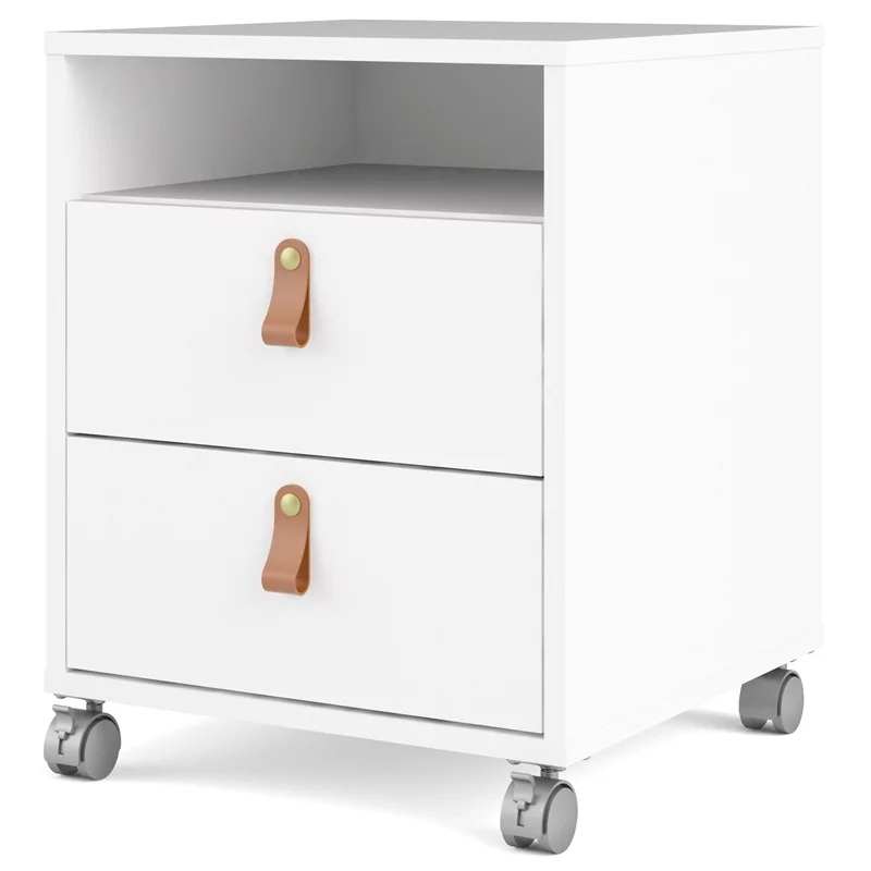 Home Square 2 Piece 2 Drawer 1 Shelf Mobile Cabinet Set in White
