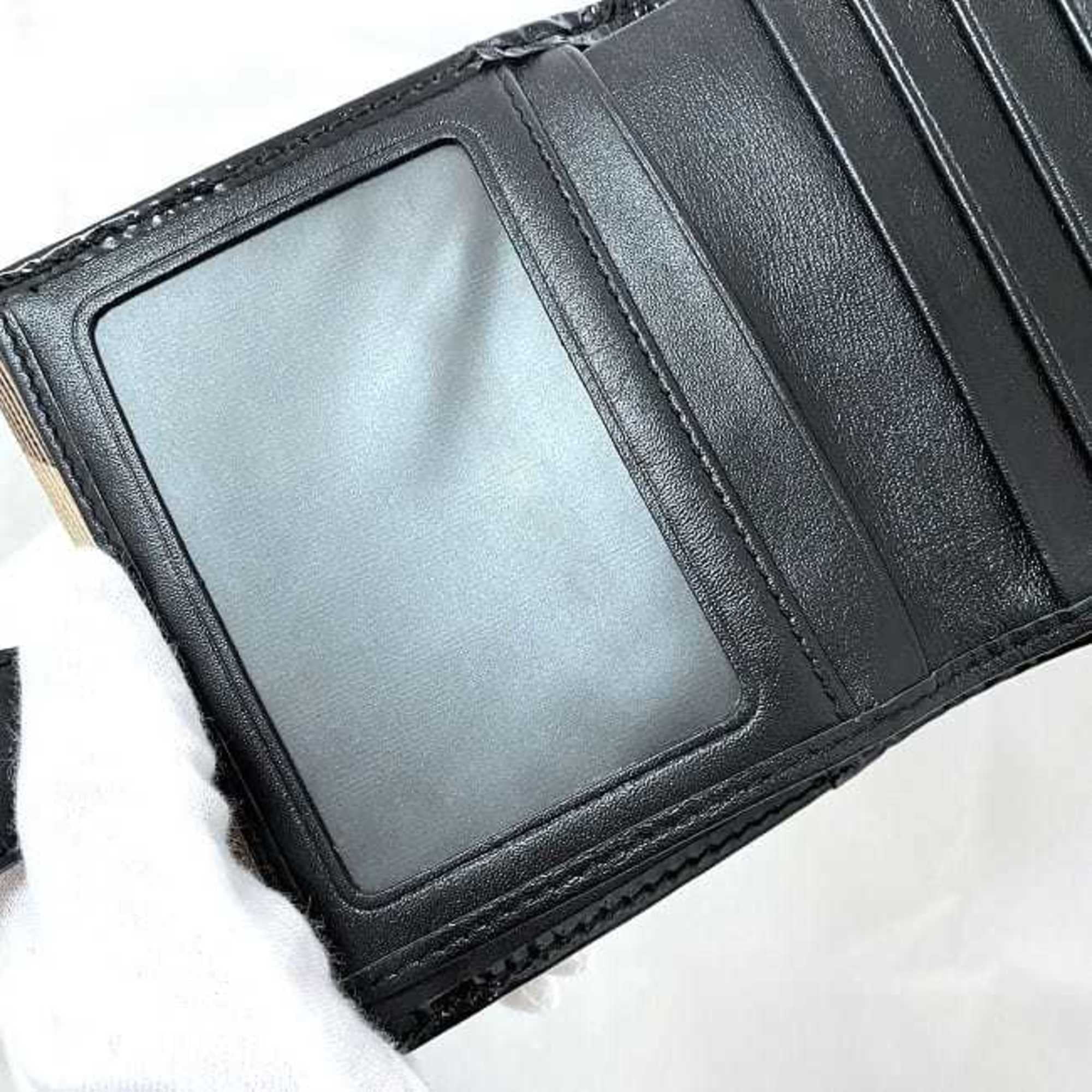 Pre-Owned Burberry W wallet beige black check double PVC patent leather BURBERRY folio flap ladies' (Good)