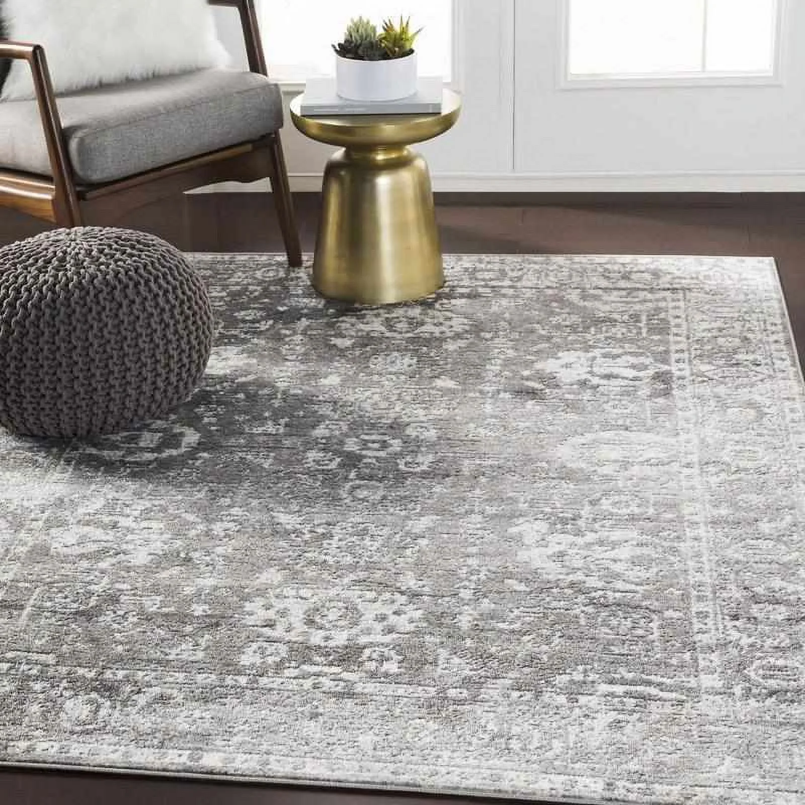 Mark&Day Area Rugs, 9x12 Kedrick Traditional Gray Charcoal White Area Rug (8'10