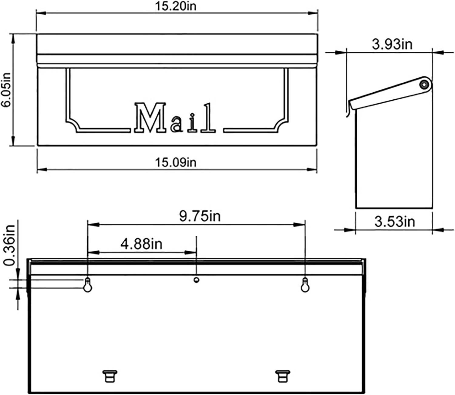 ARCHITECTURAL MAILBOXES Townhouse Galvanized Steel, Wall-Mount Mailbox, Black Small
