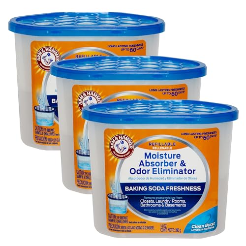 Arm & Hammer Essentials Disposable Moisture Absorber and Odor Eliminator Tub, Fragrance Free, 1 lb., Attracts and Traps Excess Moisture, Ideal Closet Dehumidifier