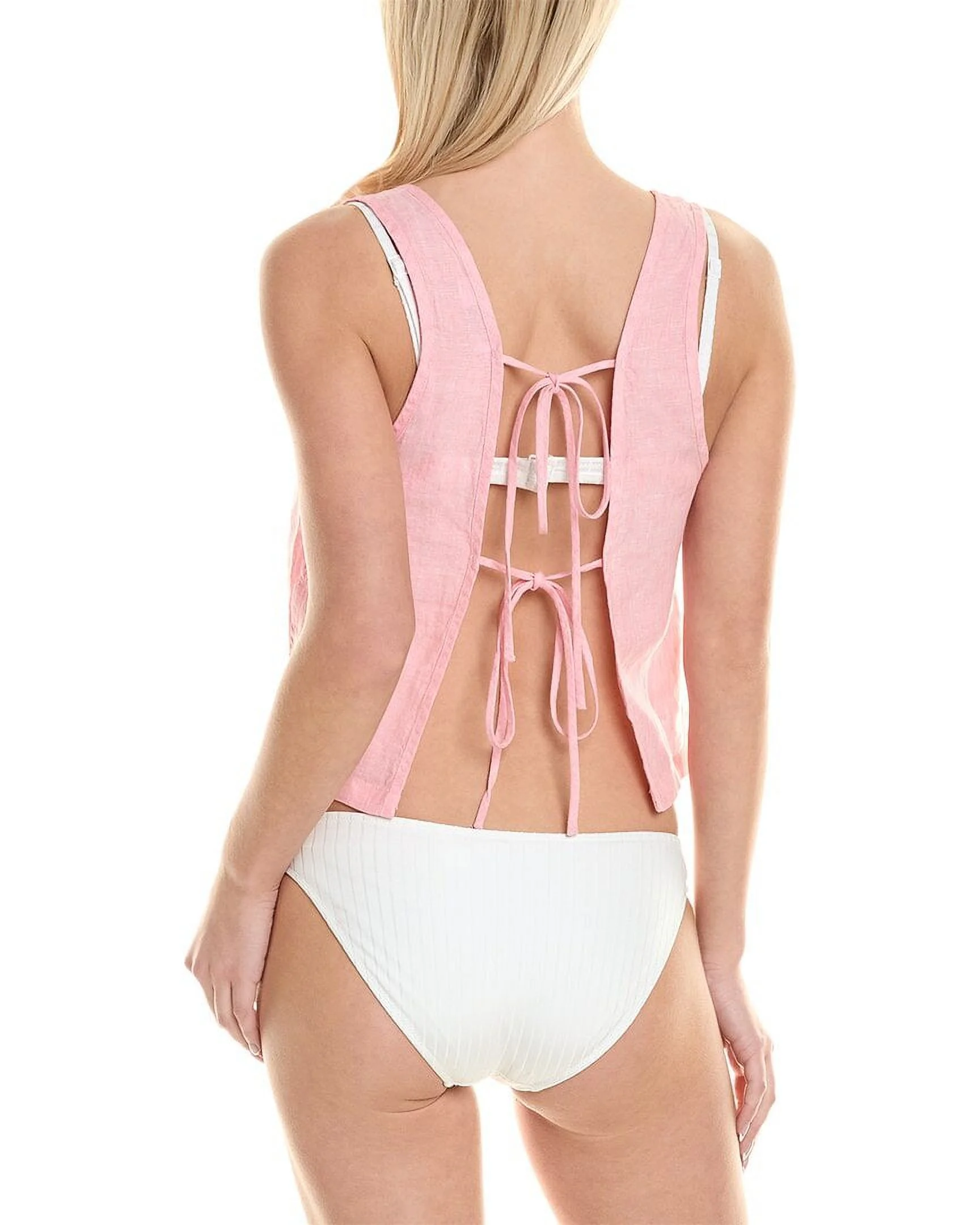 Onia womens  Open Back Linen Tank, XL, Pink