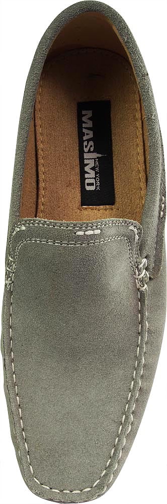 Masimo Mens Leather Driving Shoes Adult Male Slip on Loafers Grey 6