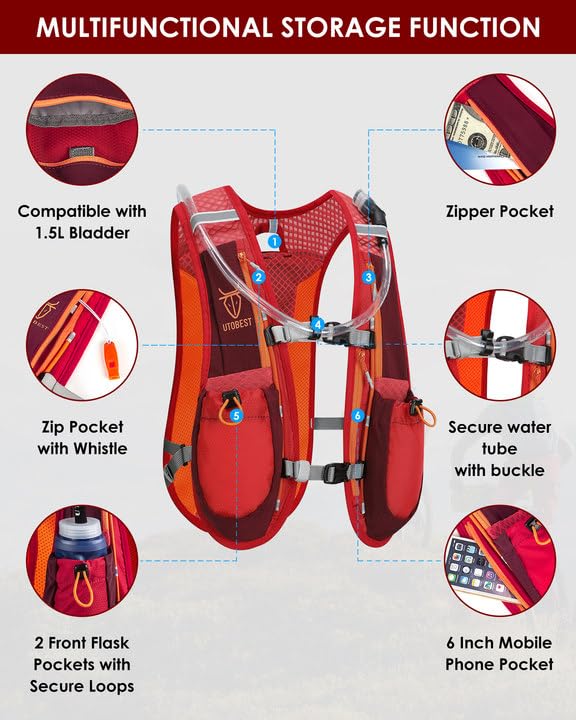 UTOBEST Running Vest Lightweight Hydration Vest Running Backpack for Trail Running Marathon Race Hiking